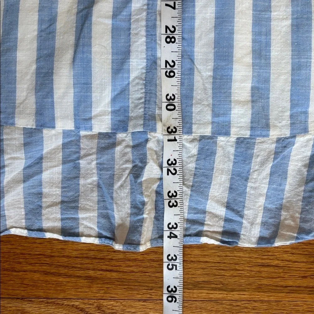 J. Crew Blue White Striped Ruffle Wrap Dress Size 6 Short Sleeve V Neck